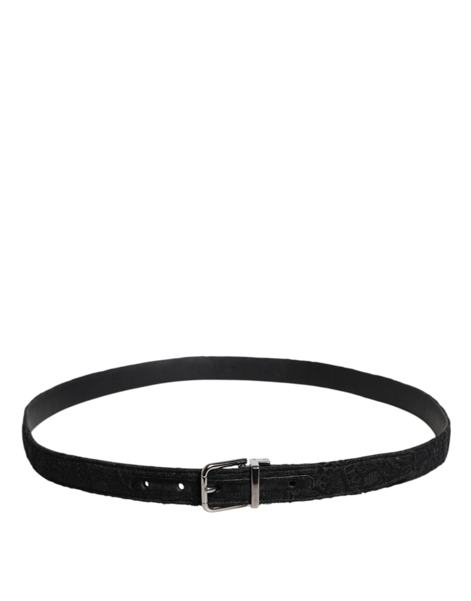 Dolce & Gabbana Black Cotton Blend Silver Metal Buckle Belt - Sandy Store ByNet