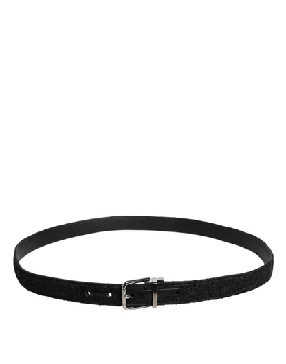 Dolce & Gabbana Black Cotton Blend Silver Metal Buckle Belt - Sandy Store ByNet