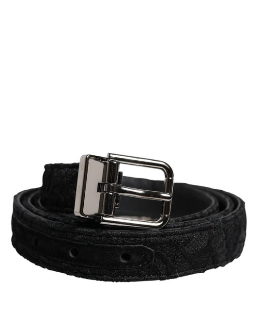 Dolce & Gabbana Black Cotton Blend Silver Metal Buckle Belt - Sandy Store ByNet