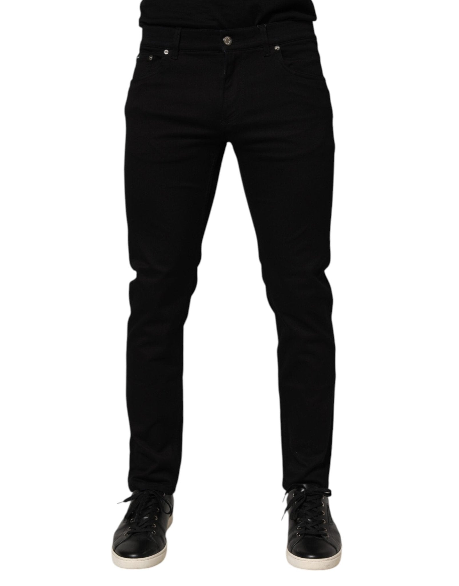 Dolce & Gabbana Black Cotton Blend Skinny Men Trouser Pants – IT46 | S par Dolce & Gabbana | Disponible sur Sandy Store ByNet