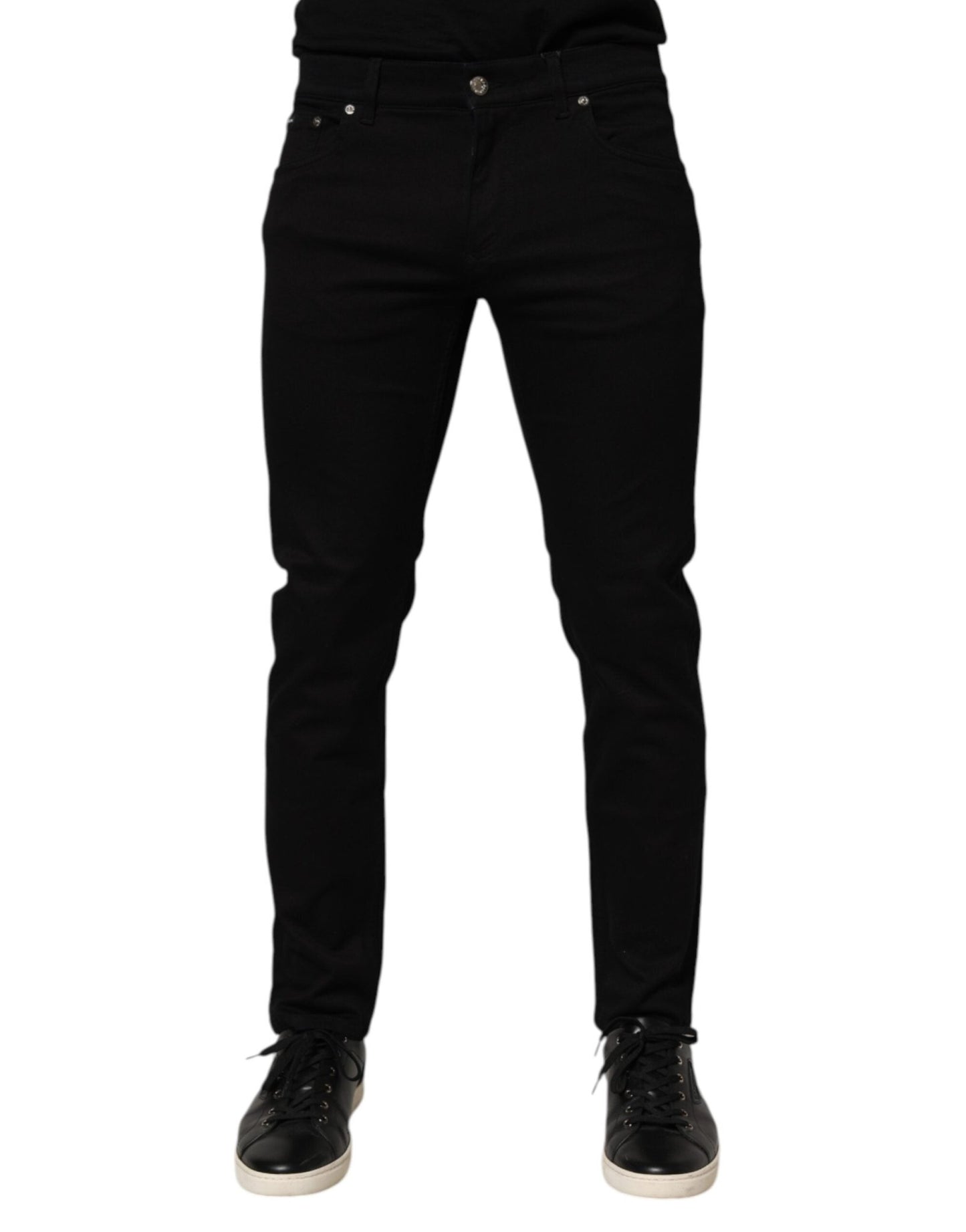 Dolce & Gabbana Black Cotton Blend Skinny Men Trouser Pants – IT46 | S par Dolce & Gabbana | Disponible sur Sandy Store ByNet