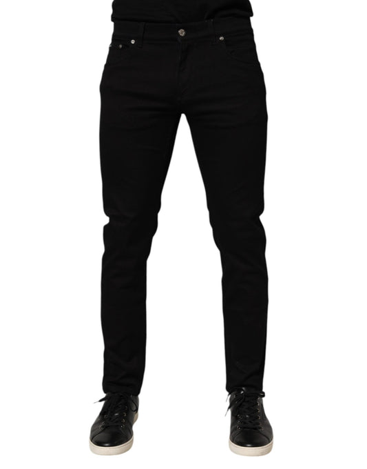Dolce & Gabbana Black Cotton Blend Skinny Men Trouser Pants – IT46 | S par Dolce & Gabbana | Disponible sur Sandy Store ByNet