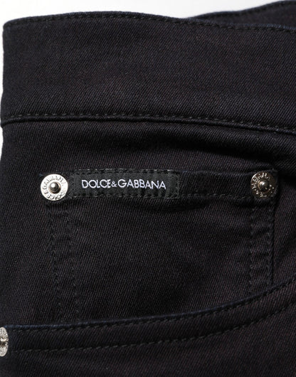 Dolce & Gabbana Black Cotton Blend Skinny Men Trouser Pants – IT46 | S par Dolce & Gabbana | Disponible sur Sandy Store ByNet