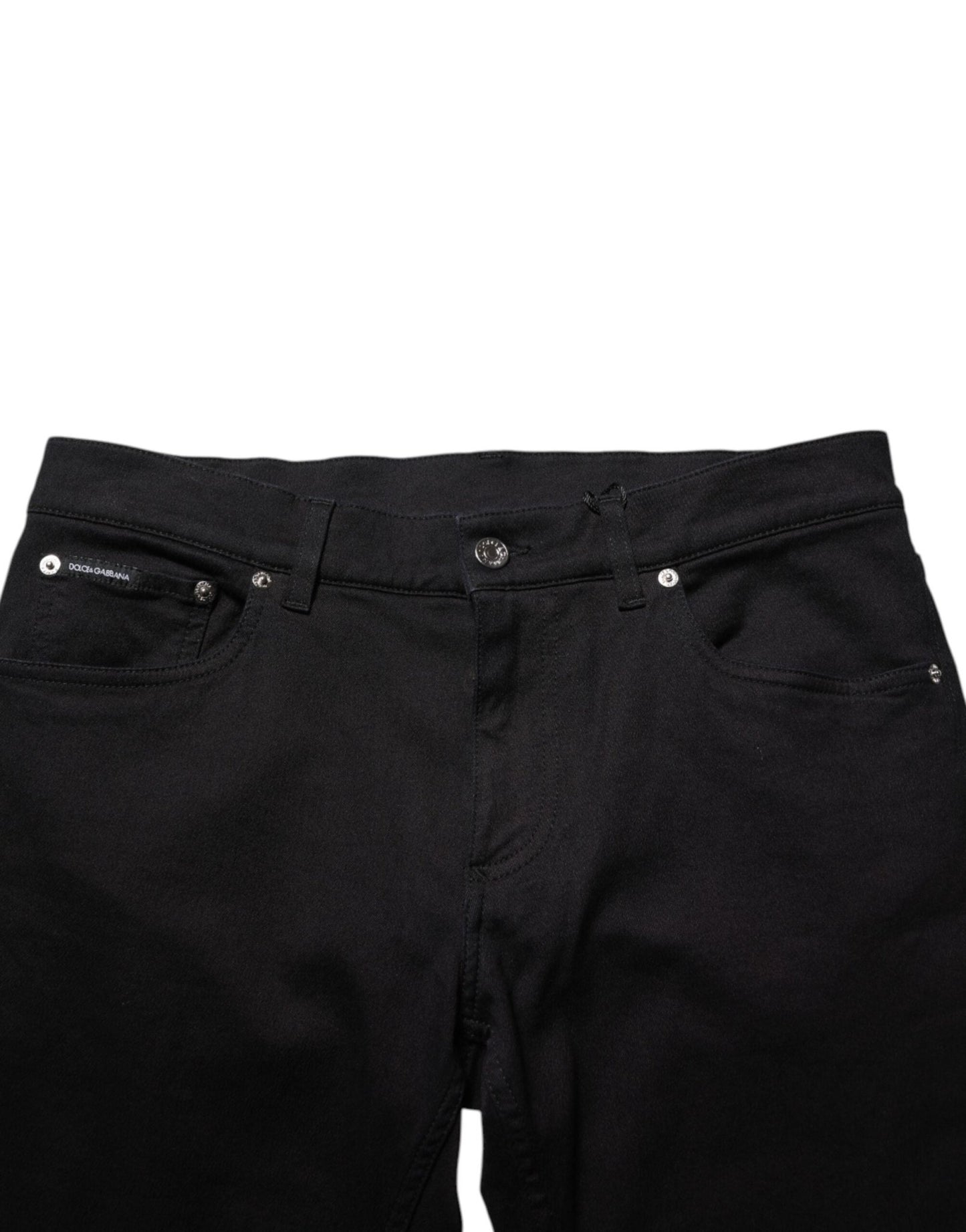 Dolce & Gabbana Black Cotton Blend Skinny Men Trouser Pants – IT46 | S par Dolce & Gabbana | Disponible sur Sandy Store ByNet