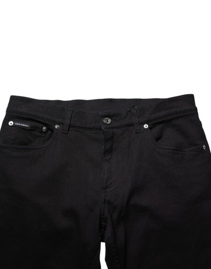 Dolce & Gabbana Black Cotton Blend Skinny Men Trouser Pants – IT46 | S par Dolce & Gabbana | Disponible sur Sandy Store ByNet