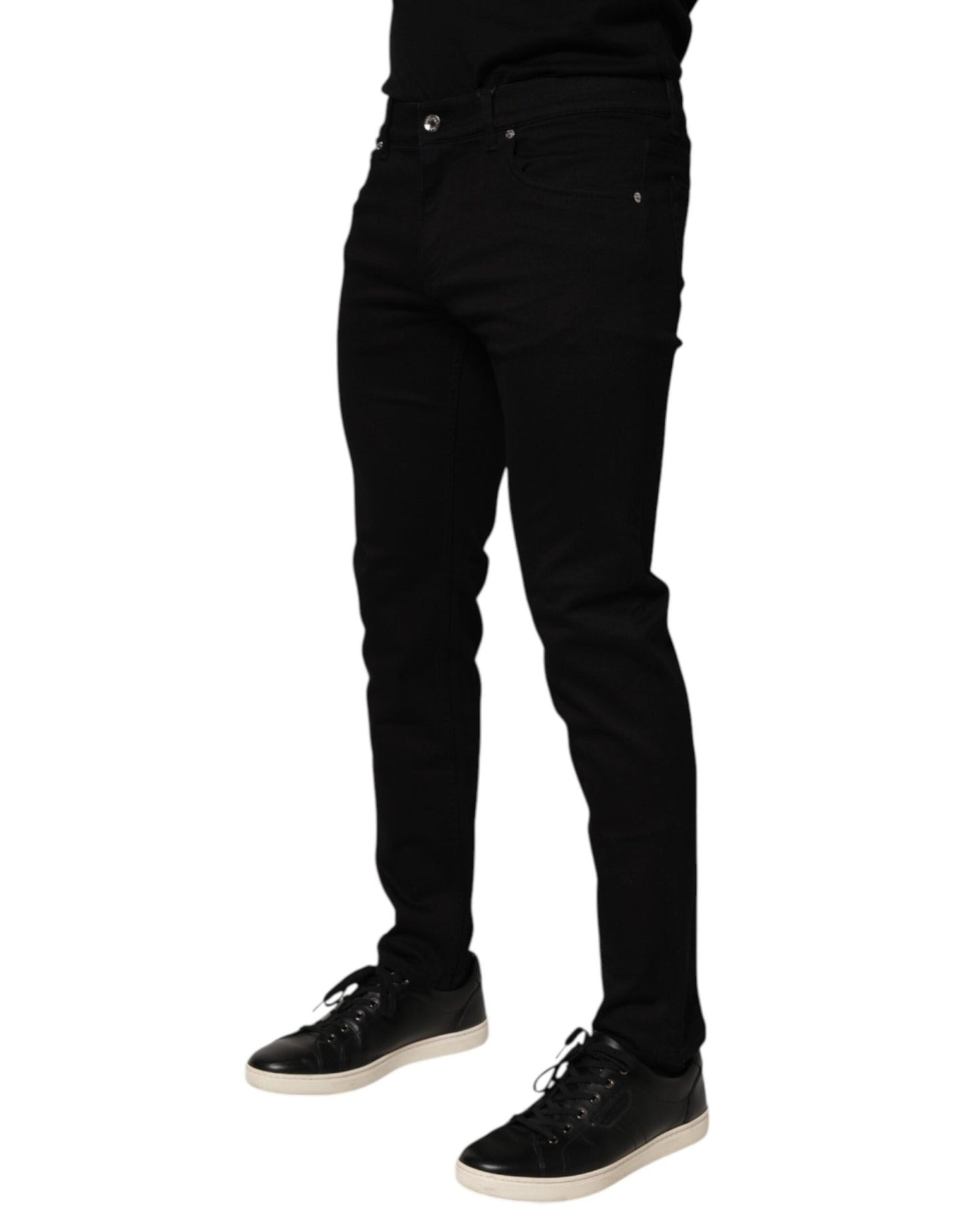 Dolce & Gabbana Black Cotton Blend Skinny Men Trouser Pants – IT46 | S par Dolce & Gabbana | Disponible sur Sandy Store ByNet