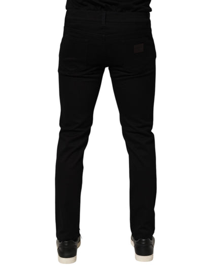 Dolce & Gabbana Black Cotton Blend Skinny Men Trouser Pants – IT46 | S par Dolce & Gabbana | Disponible sur Sandy Store ByNet