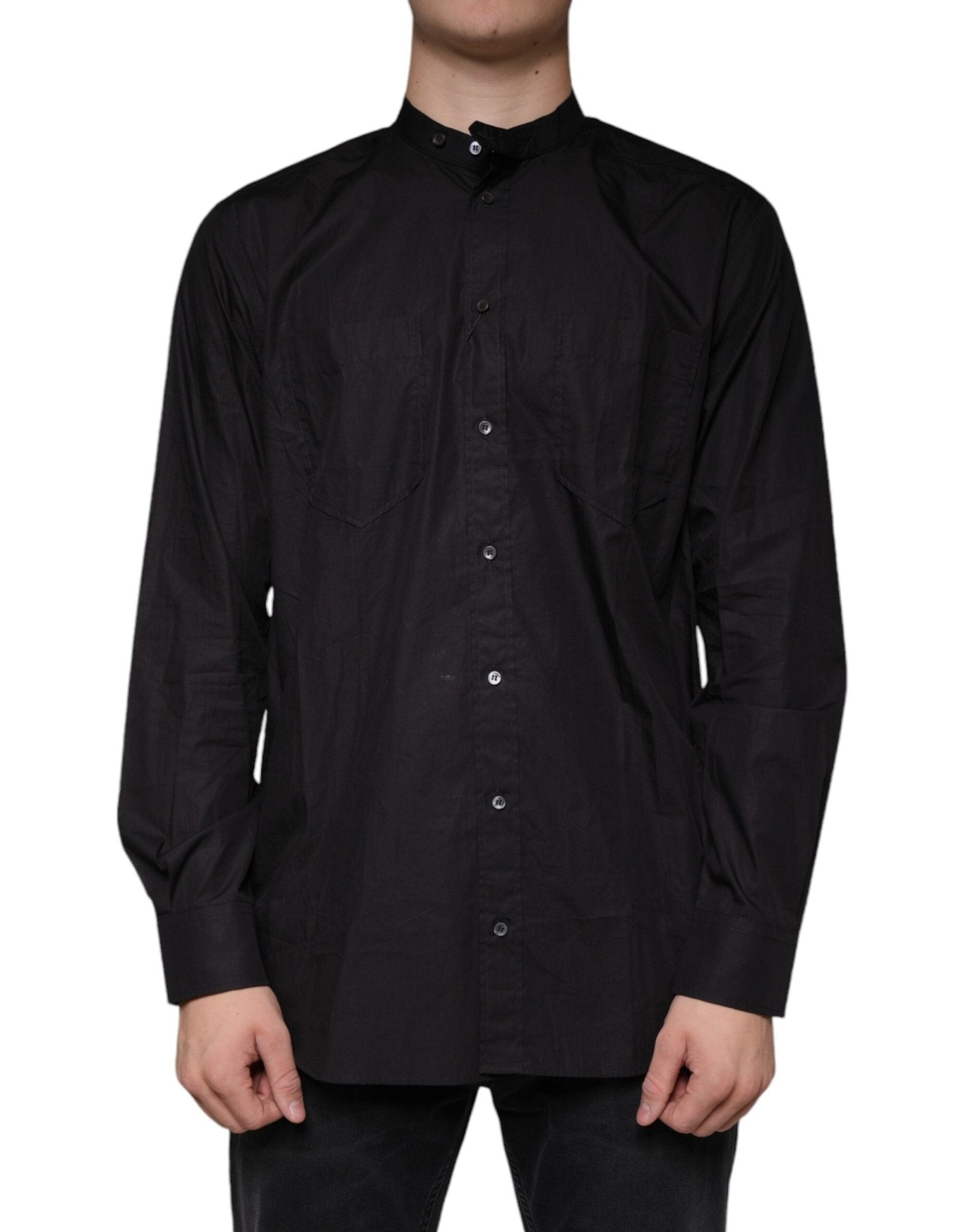Dolce & Gabbana Black Cotton Button Down Men Casual Shirt - Sandy Store ByNet