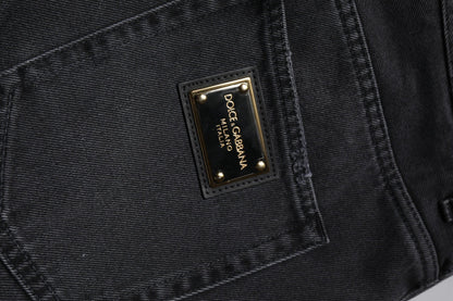 Dolce & Gabbana Black Cotton Cargo Denim Men Bermuda Shorts - Sandy Store ByNet