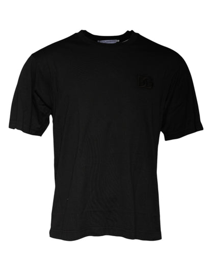 Dolce & Gabbana Black Cotton Crew Neck Short Sleeves T-shirt – IT48 | M par Dolce & Gabbana | Disponible sur Sandy Store ByNet