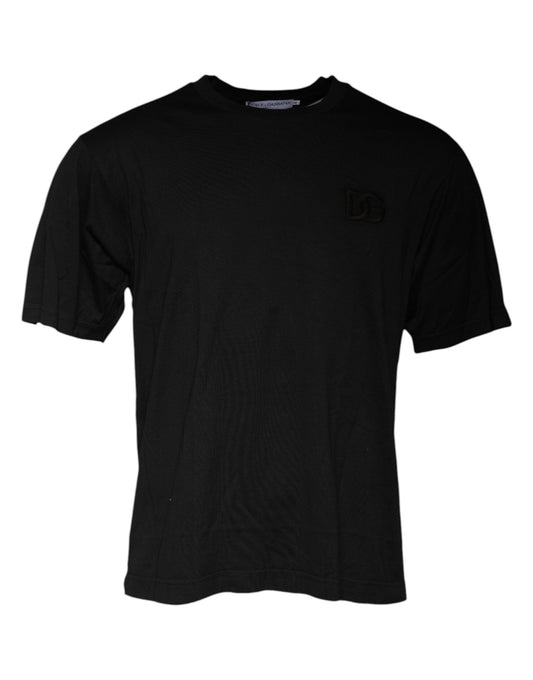 Dolce & Gabbana Black Cotton Crew Neck Short Sleeves T-shirt – IT48 | M par Dolce & Gabbana | Disponible sur Sandy Store ByNet