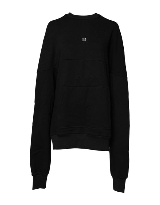 Dolce & Gabbana Black Cotton Crew Neck Sweatshirt Sweater – IT38 | XS par Dolce & Gabbana | Disponible sur Sandy Store ByNet