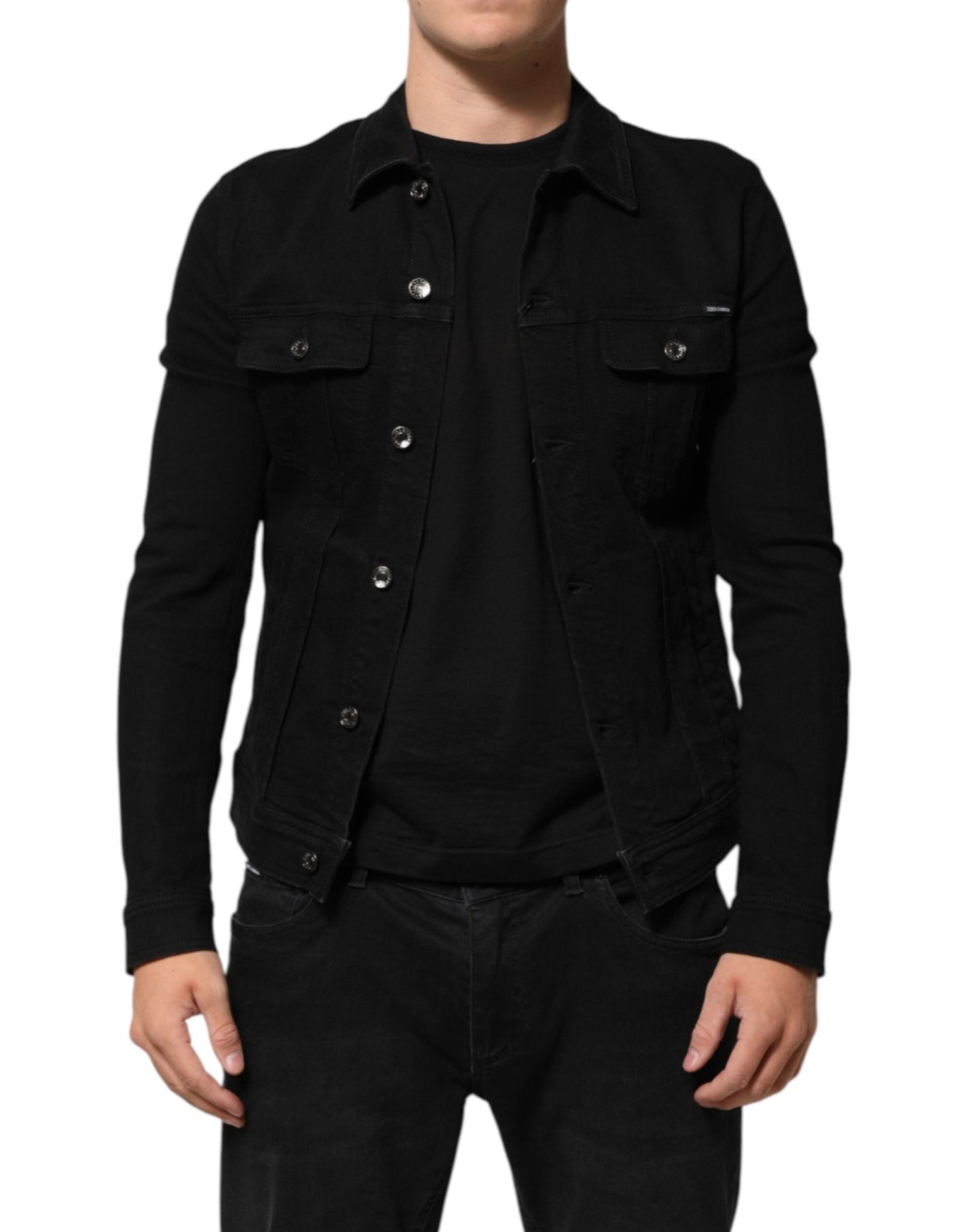 Dolce & Gabbana Black Cotton Denim Stretch Button Up Jacket – IT48 | M par Dolce & Gabbana | Disponible sur Sandy Store ByNet