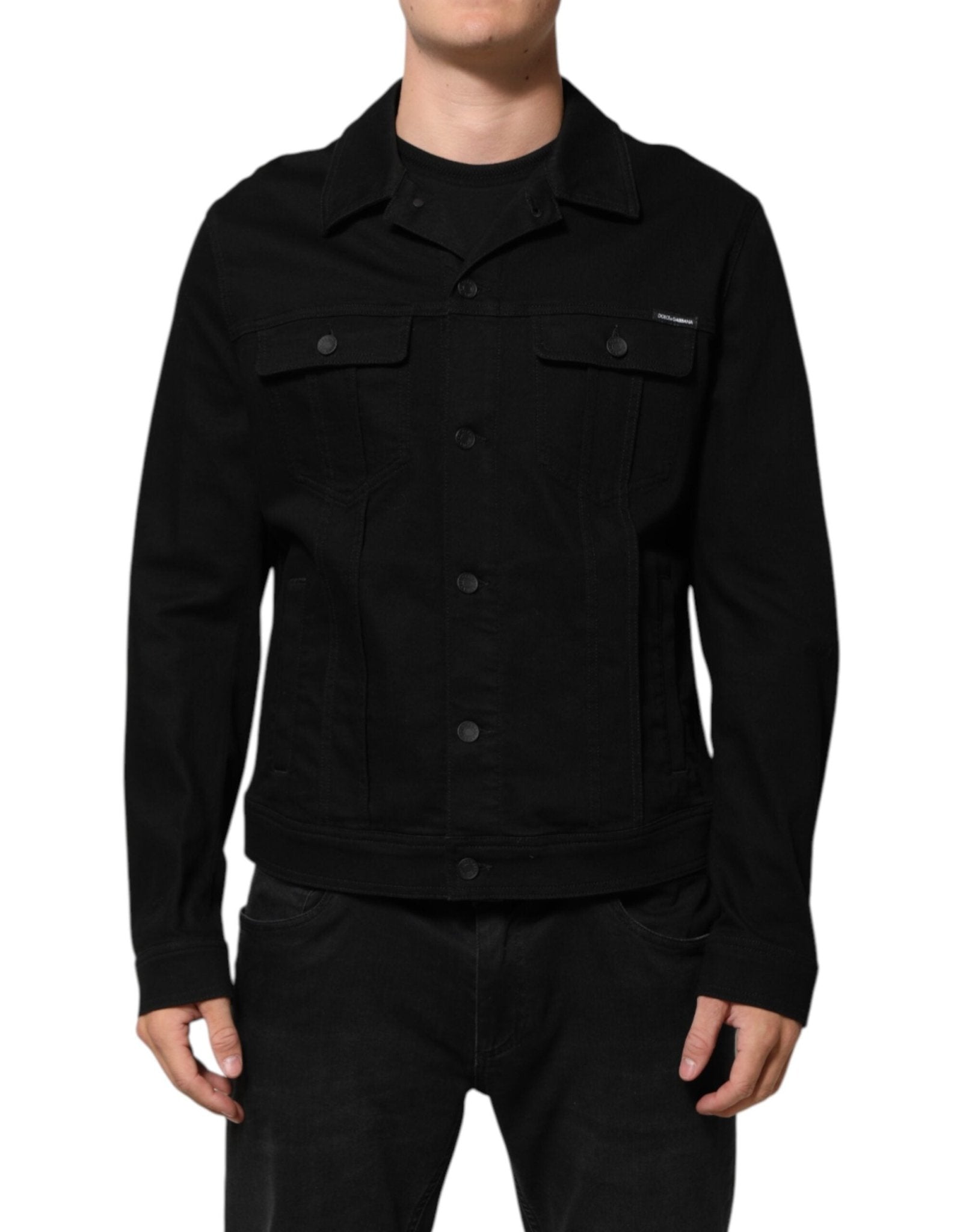 Dolce & Gabbana Black Cotton Denim Stretch Giubbotto Jacket – IT48 | M par Dolce & Gabbana | Disponible sur Sandy Store ByNet
