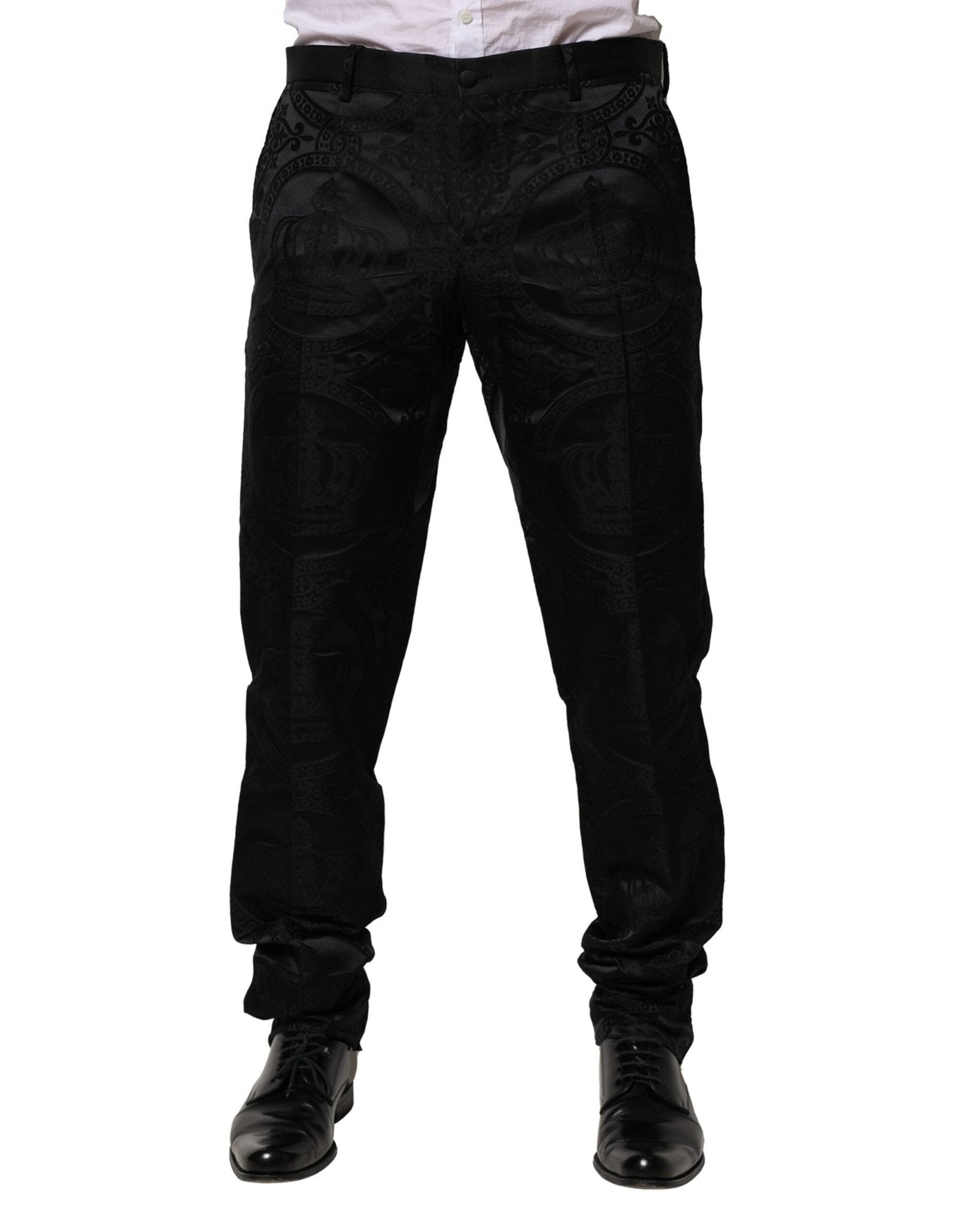 Dolce & Gabbana Black Cotton DG Crown Dress Pants – IT52 | XL par Dolce & Gabbana | Disponible sur Sandy Store ByNet