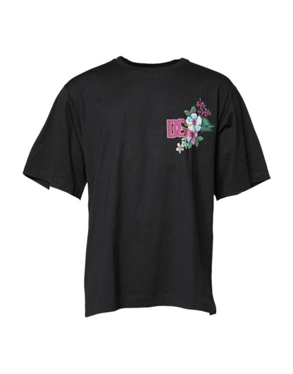 Dolce & Gabbana Black Cotton DG Floral Print Crewneck T-shirt – IT48 | M par Dolce & Gabbana | Disponible sur Sandy Store ByNet