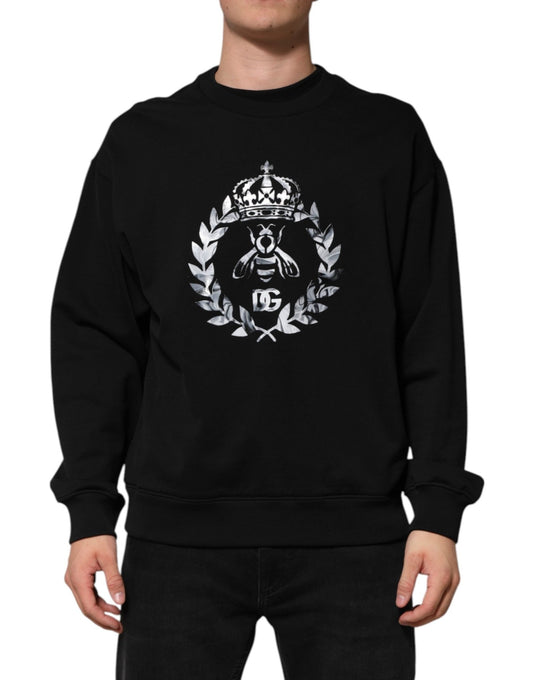 Dolce & Gabbana Black Cotton DG Logo Crew Sweatshirt Sweater – IT54 | XL par Dolce & Gabbana | Disponible sur Sandy Store ByNet