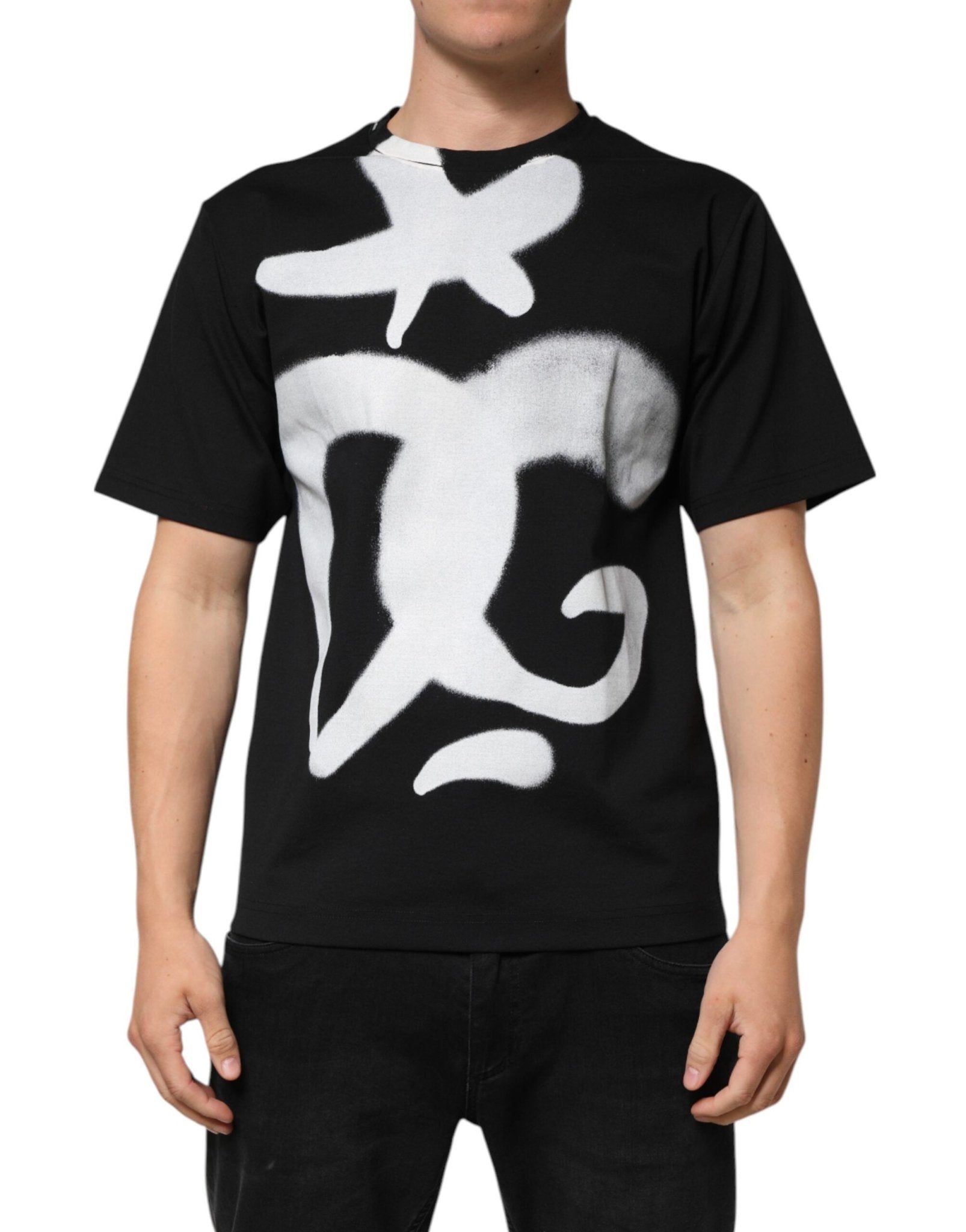 Dolce & Gabbana Black Cotton DG Logo Graffiti Short Sleeve T-shirt – XS par Dolce & Gabbana | Disponible sur Sandy Store ByNet