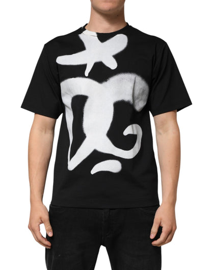 Dolce & Gabbana Black Cotton DG Logo Graffiti Short Sleeve T-shirt – XS par Dolce & Gabbana | Disponible sur Sandy Store ByNet