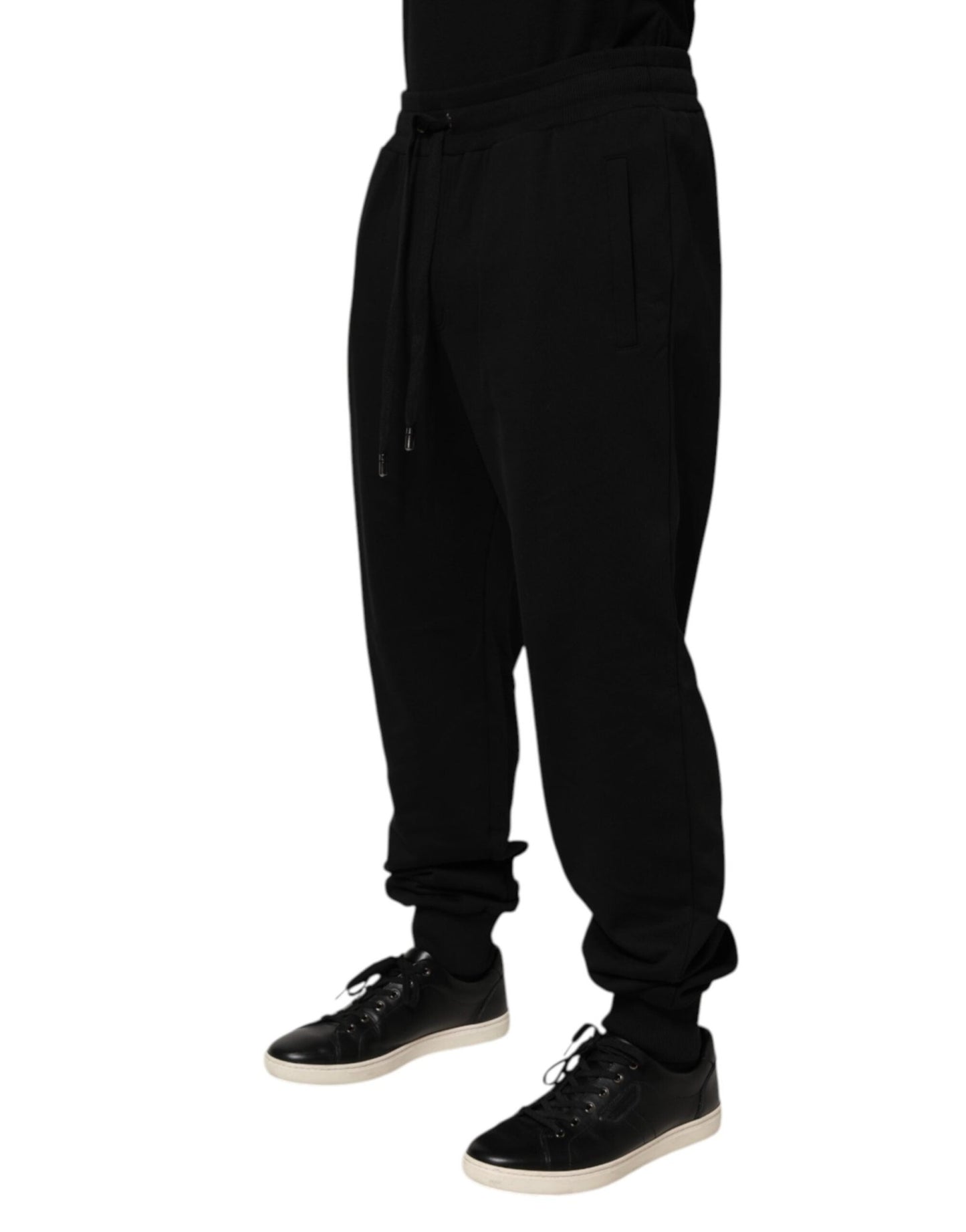 Dolce & Gabbana Black Cotton Drawstring Logo Sweatpants Pants – IT54 | XL par Dolce & Gabbana | Disponible sur Sandy Store ByNet