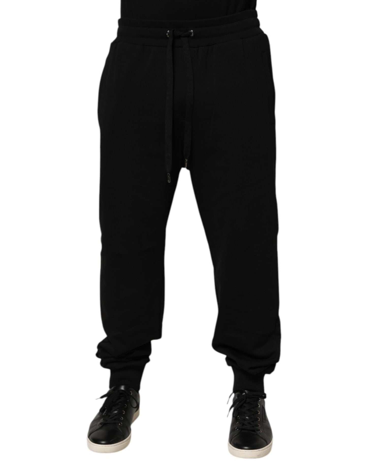 Dolce & Gabbana Black Cotton Drawstring Logo Sweatpants Pants – IT54 | XL par Dolce & Gabbana | Disponible sur Sandy Store ByNet