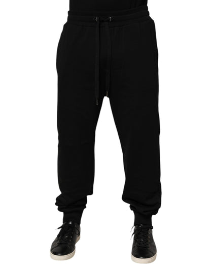 Dolce & Gabbana Black Cotton Drawstring Logo Sweatpants Pants – IT54 | XL par Dolce & Gabbana | Disponible sur Sandy Store ByNet