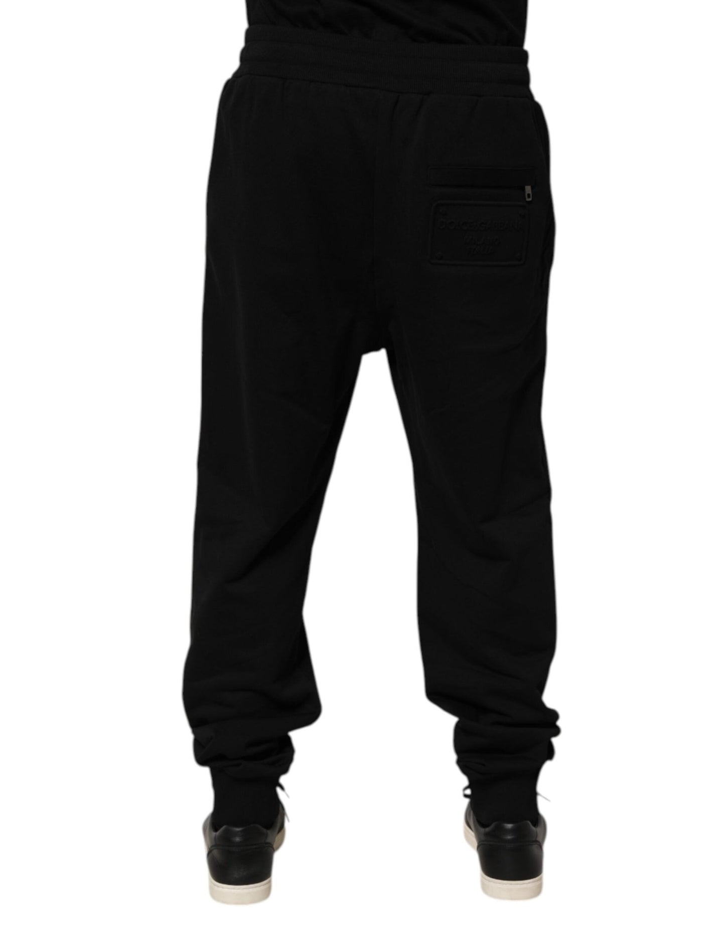 Dolce & Gabbana Black Cotton Drawstring Logo Sweatpants Pants – IT54 | XL par Dolce & Gabbana | Disponible sur Sandy Store ByNet
