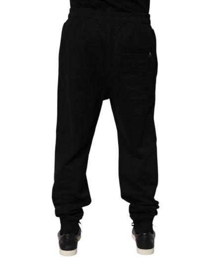 Dolce & Gabbana Black Cotton Drawstring Logo Sweatpants Pants – IT54 | XL par Dolce & Gabbana | Disponible sur Sandy Store ByNet