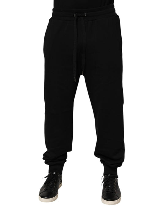 Dolce & Gabbana Black Cotton Drawstring Logo Sweatpants Pants – IT54 | XL par Dolce & Gabbana | Disponible sur Sandy Store ByNet
