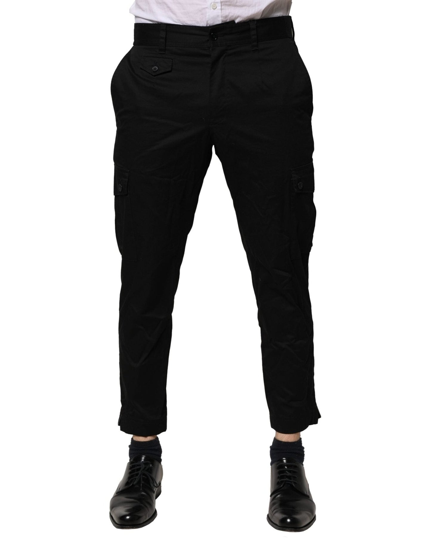 Dolce & Gabbana Black Cotton Dress Slim Formal Pants – IT48 | M par Dolce & Gabbana | Disponible sur Sandy Store ByNet