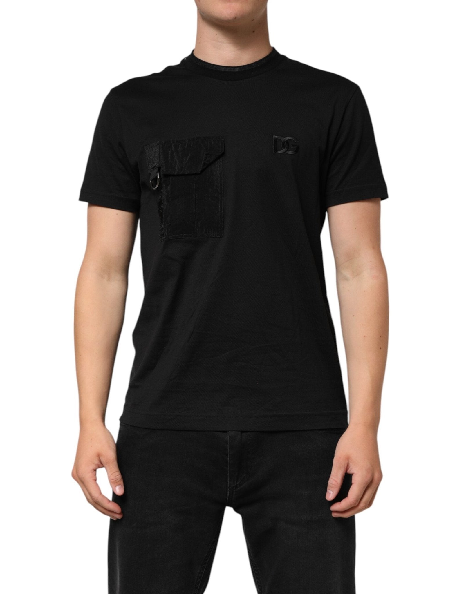 Dolce & Gabbana Black Cotton Embroidered DG Logo Pocket T-shirt – IT50 | L par Dolce & Gabbana | Disponible sur Sandy Store ByNet
