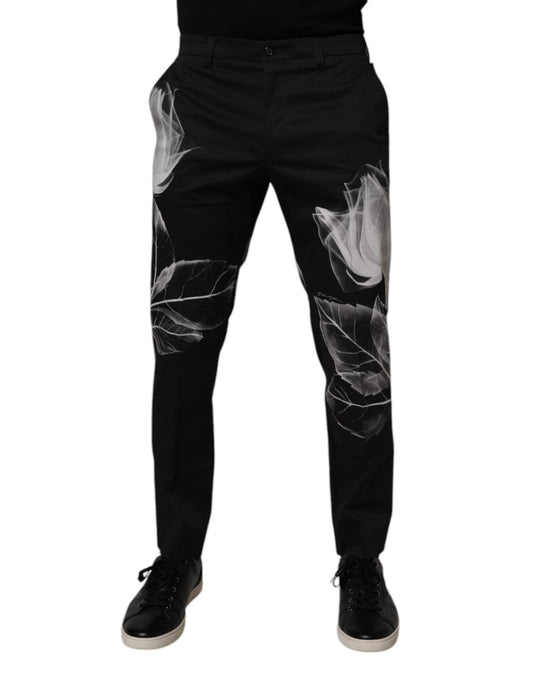 Dolce & Gabbana Black Cotton Floral Skinny Dress Pants – IT48 | M par Dolce & Gabbana | Disponible sur Sandy Store ByNet