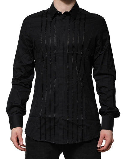 Dolce & Gabbana Black Cotton GOLD Mens Dress Formal Shirt – IT42 | XL par Dolce & Gabbana | Disponible sur Sandy Store ByNet