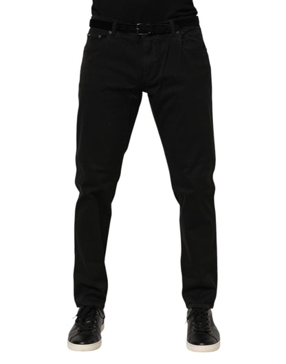Dolce & Gabbana Black Cotton GOLD Skinny Denim Jeans – IT54 | XL par Dolce & Gabbana | Disponible sur Sandy Store ByNet