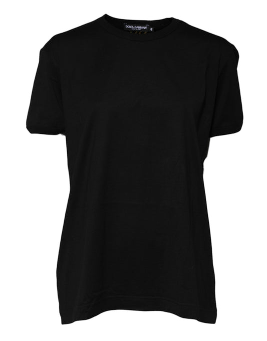 Dolce & Gabbana Black Cotton Goodluck Tee Crew Neck T-shirt – IT46|XL par Dolce & Gabbana | Disponible sur Sandy Store ByNet