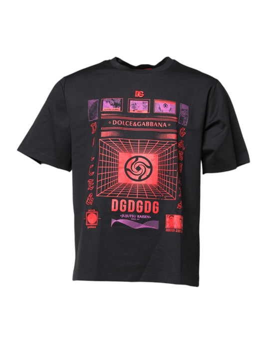 Dolce & Gabbana Black Cotton Graphic Print Crew Neck T-shirt – IT48 | M par Dolce & Gabbana | Disponible sur Sandy Store ByNet
