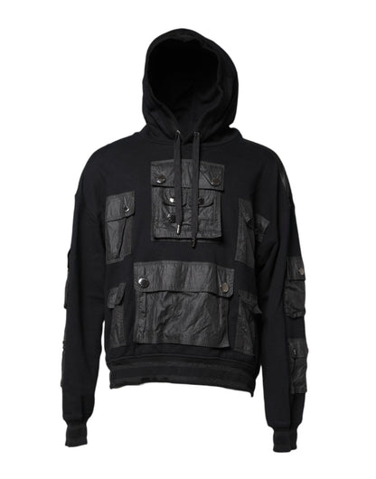 Dolce & Gabbana Black Cotton Hooded Sweatshirt Sweater – IT52 | XL par Dolce & Gabbana | Disponible sur Sandy Store ByNet