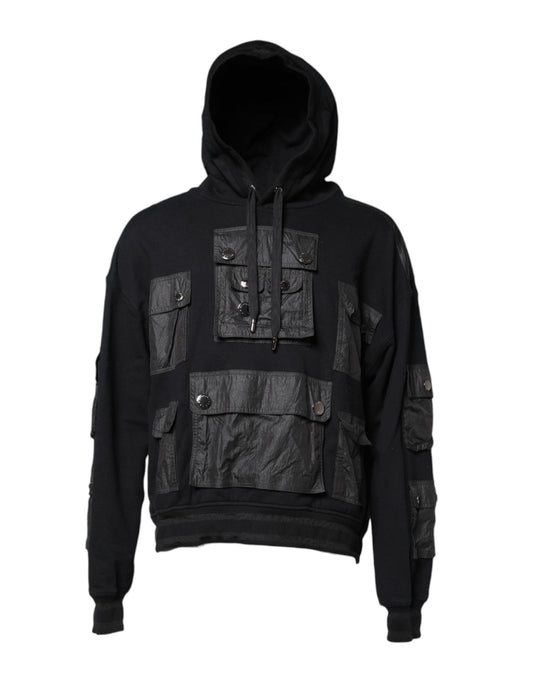 Dolce & Gabbana Black Cotton Hooded Sweatshirt Sweater – IT52 | XL par Dolce & Gabbana | Disponible sur Sandy Store ByNet