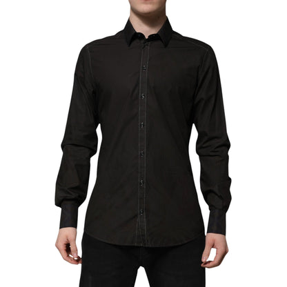 Dolce & Gabbana Black Cotton Jacquard GOLD Collar Dress Shirt – IT41 | L par Dolce & Gabbana | Disponible sur Sandy Store ByNet