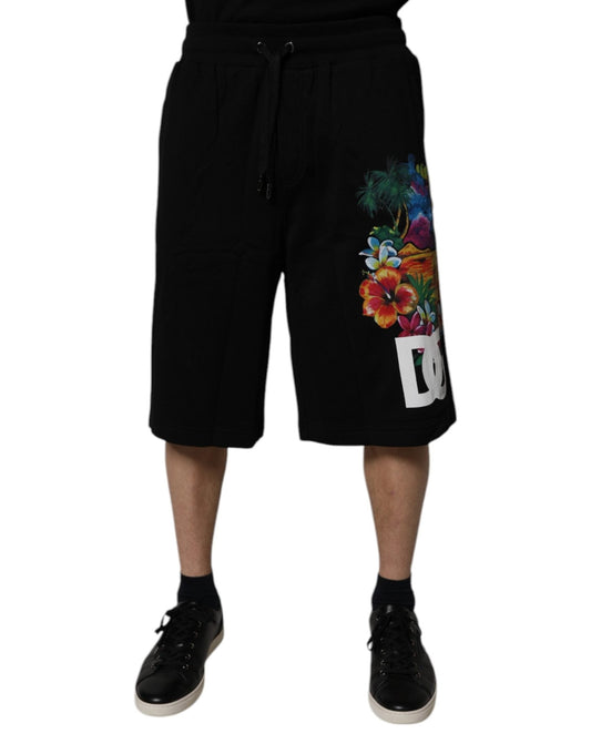 Dolce & Gabbana Black Cotton Logo Floral Print Bermuda Shorts – IT46 | S par Dolce & Gabbana | Disponible sur Sandy Store ByNet