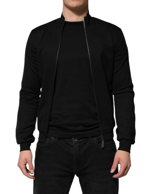 Dolce & Gabbana Black Cotton Logo Full Zip Men Bomber Jacket – IT44 | XS par Dolce & Gabbana | Disponible sur Sandy Store ByNet
