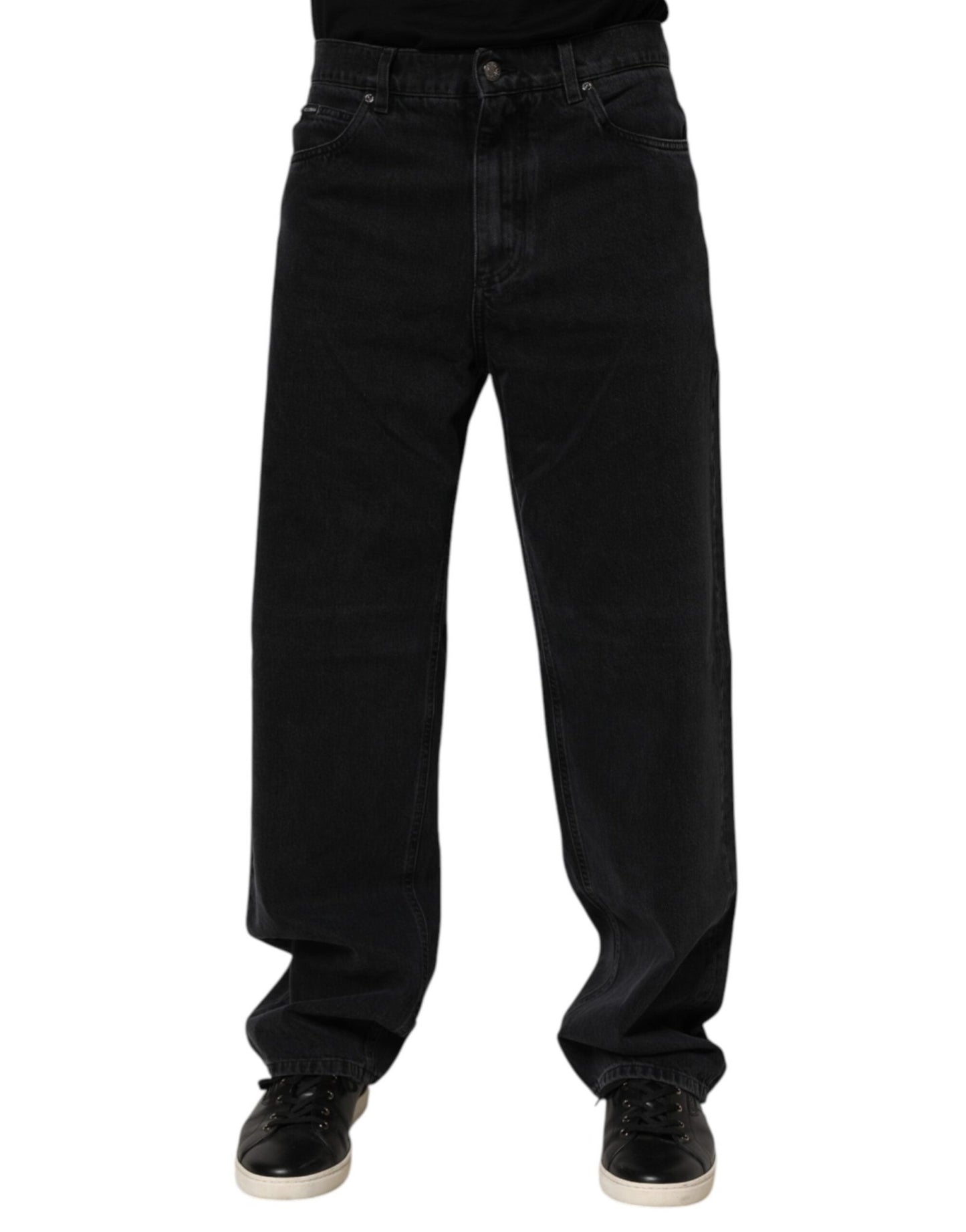 Dolce & Gabbana Black Cotton Logo Men Mid Waist Denim Jeans – IT48 | M par Dolce & Gabbana | Disponible sur Sandy Store ByNet