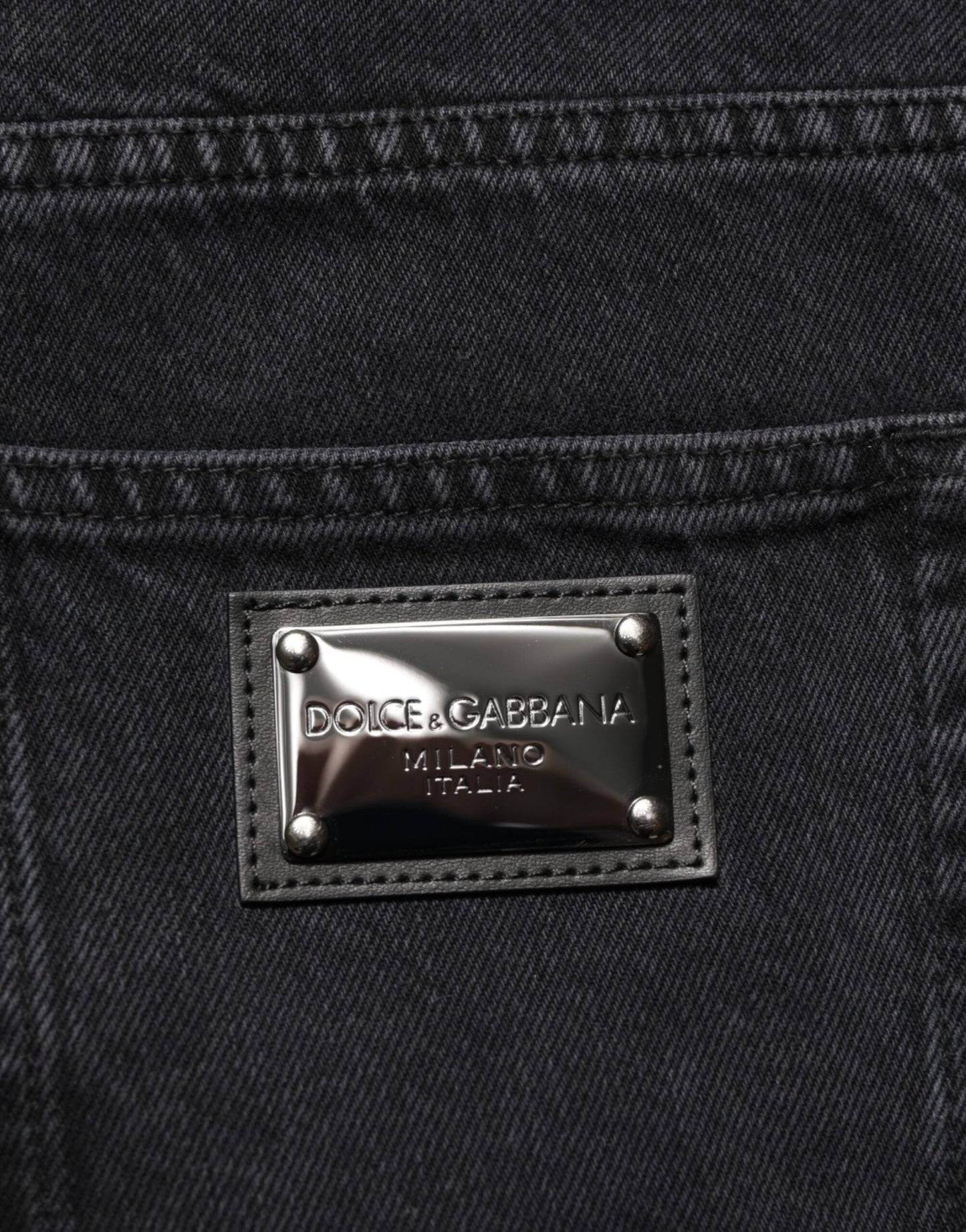 Dolce & Gabbana Black Cotton Logo Men Mid Waist Denim Jeans – IT48 | M par Dolce & Gabbana | Disponible sur Sandy Store ByNet