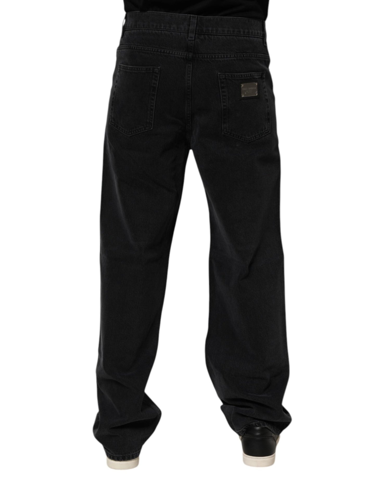 Dolce & Gabbana Black Cotton Logo Men Mid Waist Denim Jeans – IT48 | M par Dolce & Gabbana | Disponible sur Sandy Store ByNet