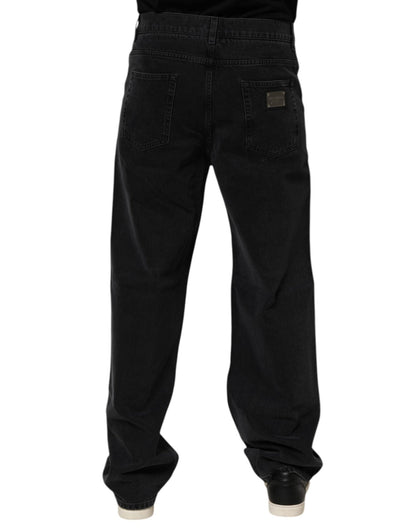 Dolce & Gabbana Black Cotton Logo Men Mid Waist Denim Jeans – IT48 | M par Dolce & Gabbana | Disponible sur Sandy Store ByNet