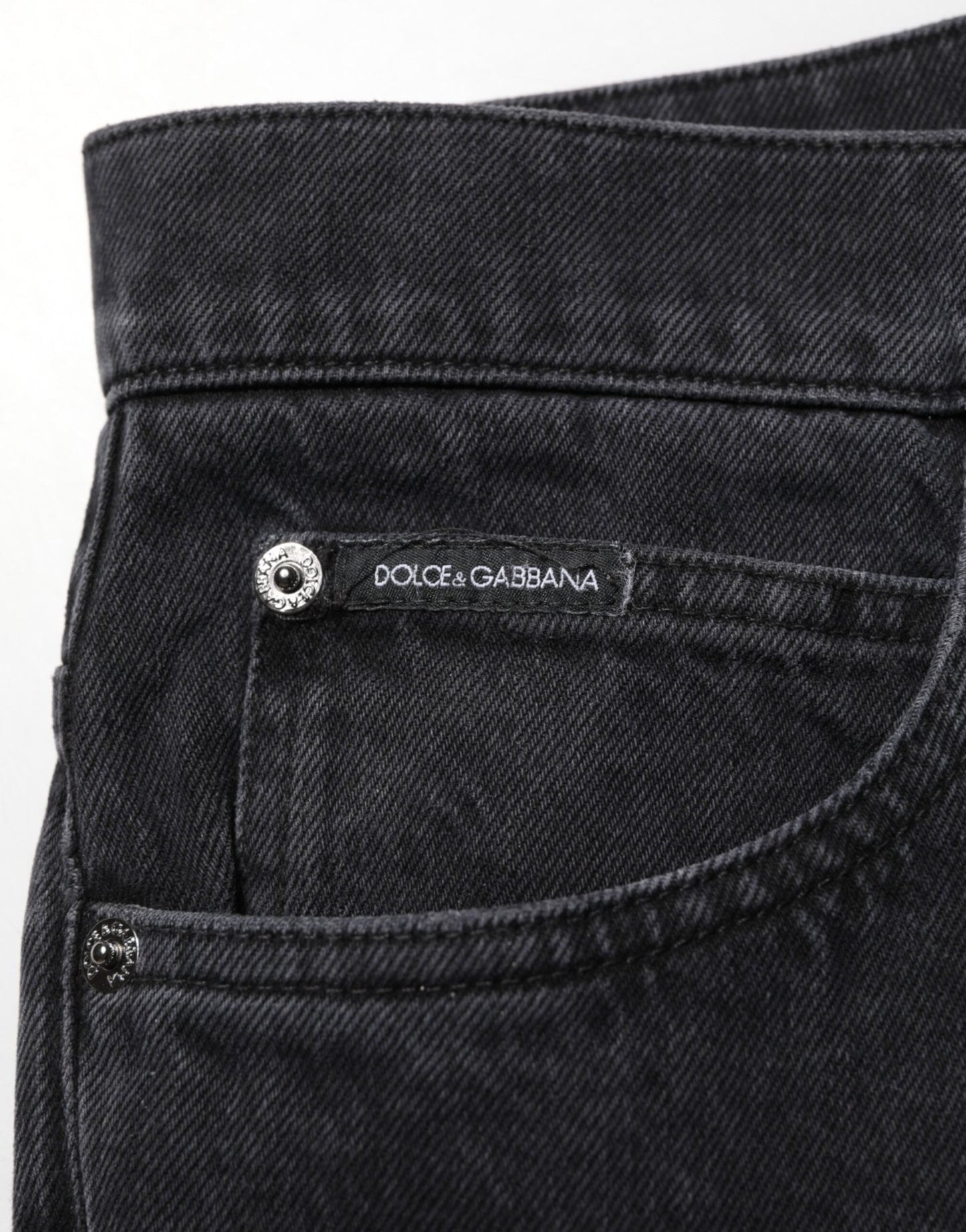 Dolce & Gabbana Black Cotton Logo Men Mid Waist Denim Jeans – IT48 | M par Dolce & Gabbana | Disponible sur Sandy Store ByNet