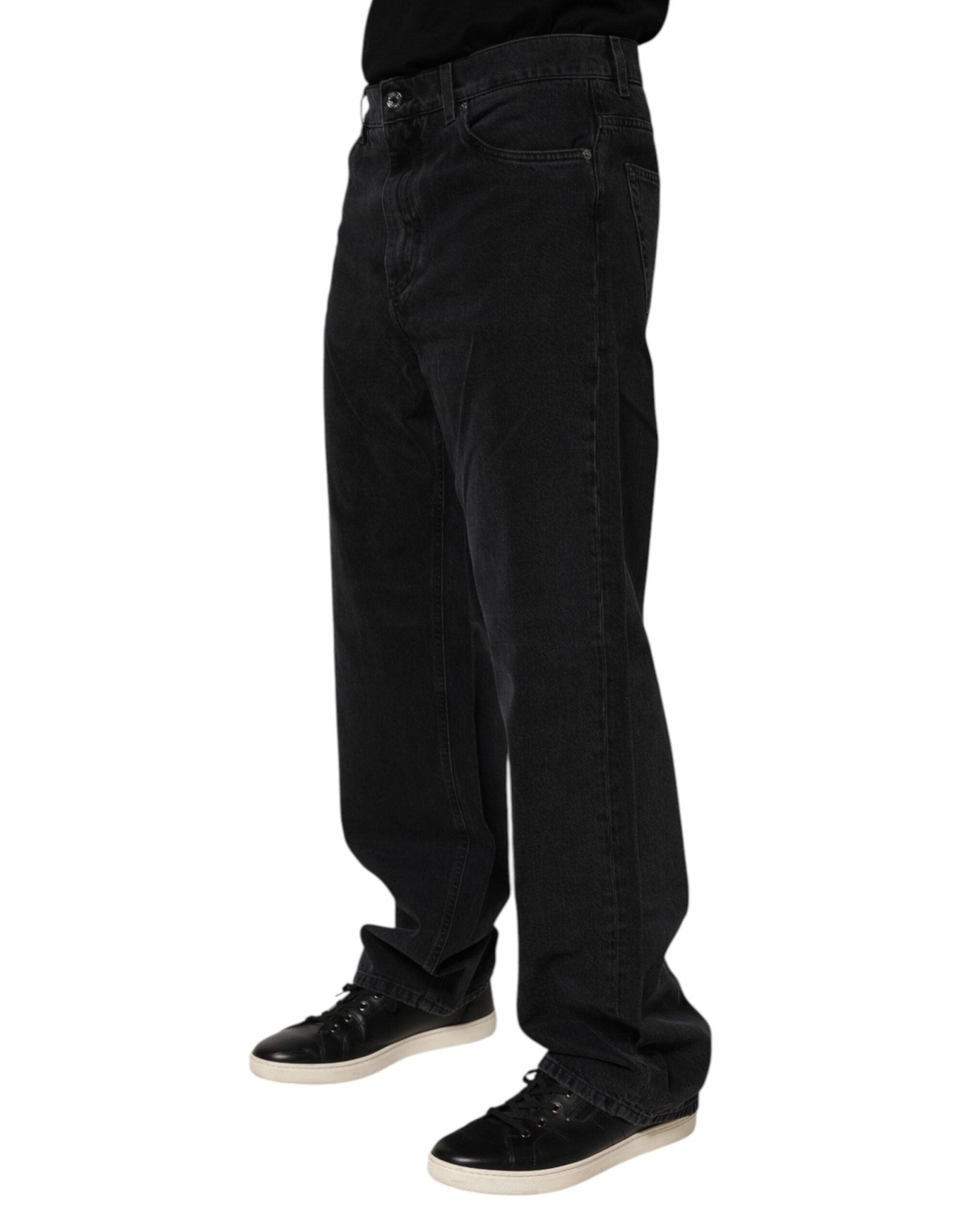 Dolce & Gabbana Black Cotton Logo Men Mid Waist Denim Jeans – IT48 | M par Dolce & Gabbana | Disponible sur Sandy Store ByNet