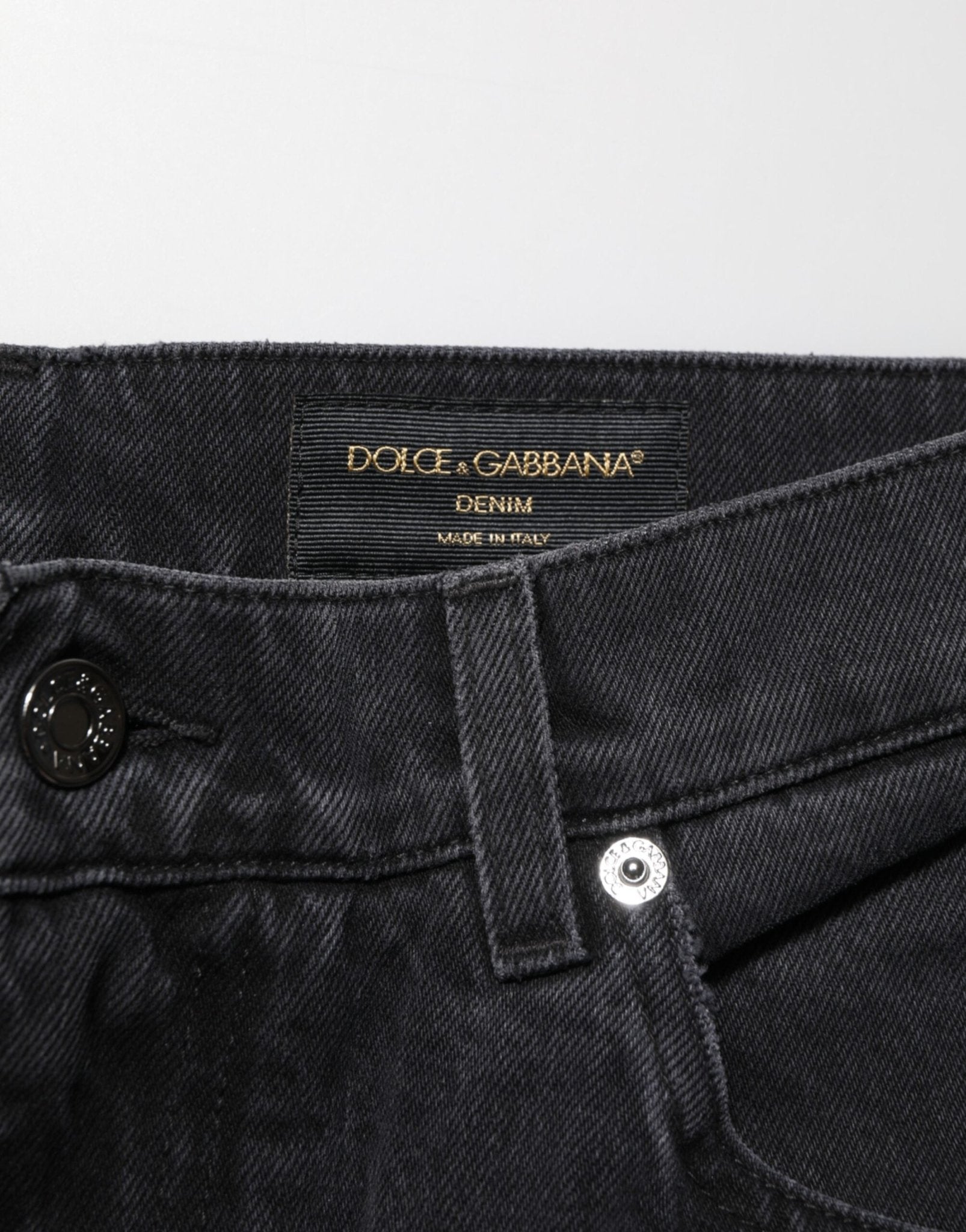 Dolce & Gabbana Black Cotton Logo Men Mid Waist Denim Jeans – IT48 | M par Dolce & Gabbana | Disponible sur Sandy Store ByNet