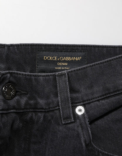 Dolce & Gabbana Black Cotton Logo Men Mid Waist Denim Jeans – IT48 | M par Dolce & Gabbana | Disponible sur Sandy Store ByNet