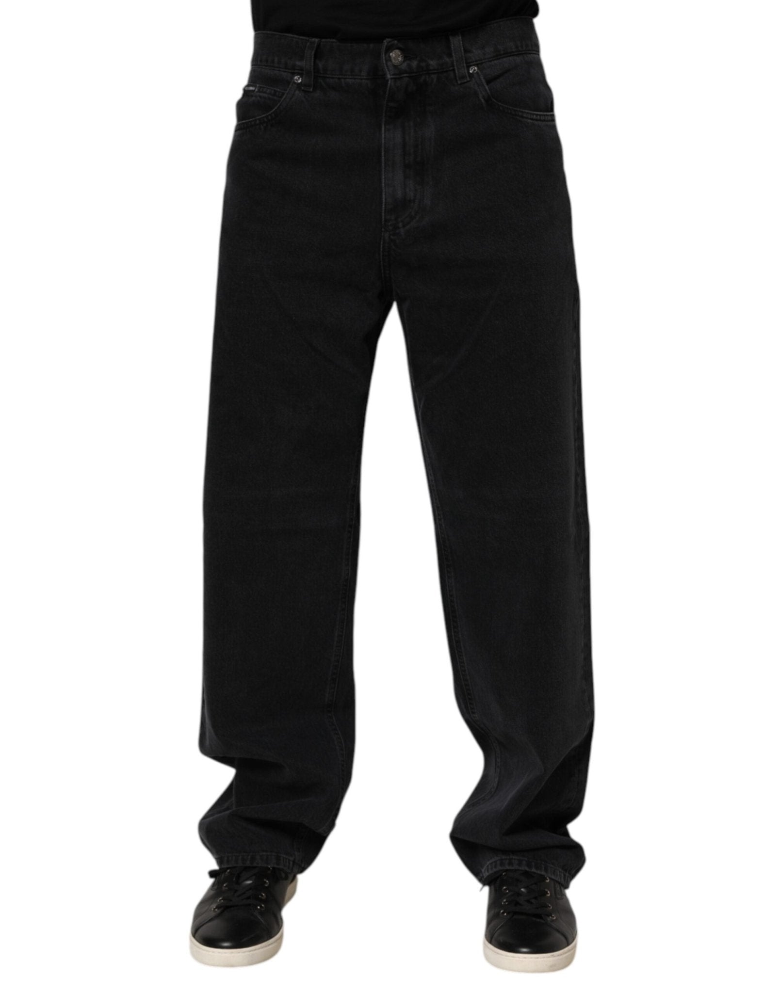 Dolce & Gabbana Black Cotton Logo Men Mid Waist Denim Jeans – IT48 | M par Dolce & Gabbana | Disponible sur Sandy Store ByNet